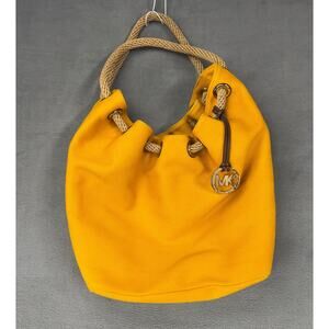 Michael Kors‎ Yellow Canvas Marina X-Large Rope Drawstring Shoulder Hobo Bag